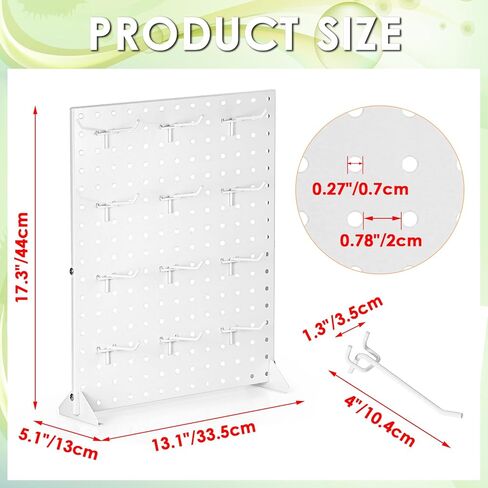 حامل عرض Pegboard محمول، حامل عرض مجوهرات Pegboard معدني قوي، حامل عرض مجوهرات Pegboard على سطح الطاولة مع 12 خطافًا للبوتيك، ومتاجر البيع بالتجزئة، وأحداث البائعين 17 بوصة × 13 بوصة، أسود in Kuwait