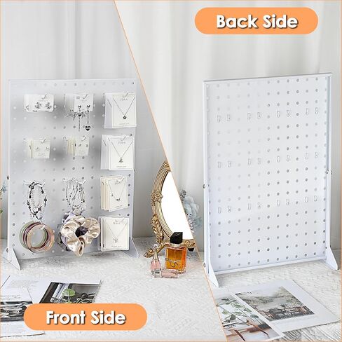 حامل عرض Pegboard محمول، حامل عرض مجوهرات Pegboard معدني قوي، حامل عرض مجوهرات Pegboard على سطح الطاولة مع 12 خطافًا للبوتيك، ومتاجر البيع بالتجزئة، وأحداث البائعين 17 بوصة × 13 بوصة، أسود in Kuwait