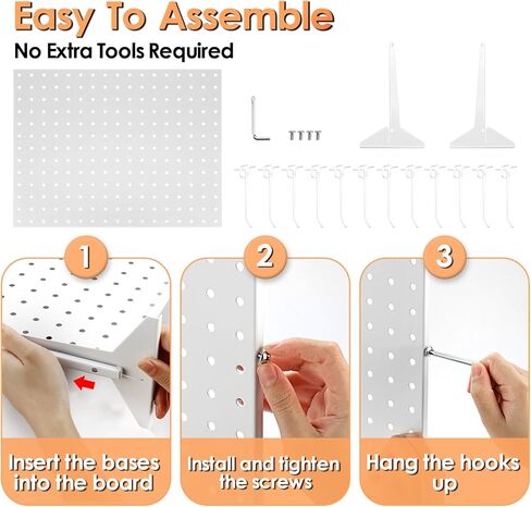 حامل عرض Pegboard محمول، حامل عرض مجوهرات Pegboard معدني قوي، حامل عرض مجوهرات Pegboard على سطح الطاولة مع 12 خطافًا للبوتيك، ومتاجر البيع بالتجزئة، وأحداث البائعين 17 بوصة × 13 بوصة، أسود in Kuwait