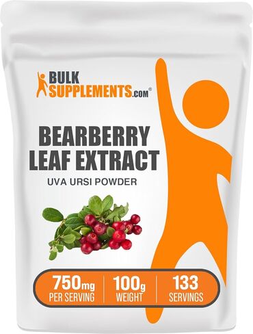 BulkSupplements.com مسحوق مستخلص أوراق التوت - مستخلص أوفا أورسي، مكمل عنب الدب، مسحوق أوراق التوت - نباتي وخالي من الغلوتين، 750 مجم لكل وجبة، 250 جم (8.8 أونصة) (عبوة من قطعة واحدة) in Saudi Arabia