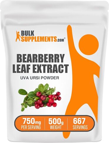 BulkSupplements.com Bearberry Leaf Extract Powder - Uva Ursi Extract, Bearberry Supplement, Bearberry Leaf Powder - Vegan & Gluten Free, 750mg per Serving, 250g (8.8 oz) (Pack of 1) in Saudi Arabia