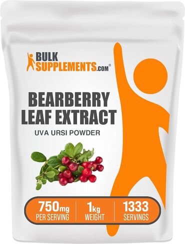 BulkSupplements.com Bearberry Leaf Extract Powder - Uva Ursi Extract, Bearberry Supplement, Bearberry Leaf Powder - Vegan & Gluten Free, 750mg per Serving, 250g (8.8 oz) (Pack of 1) in Saudi Arabia