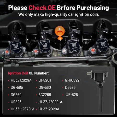 BDFHYK Ignition Coil Pack UF826 and Iridium Spark Plugs 94372 Compatible with Lincoln 2018-2019 Navigator, 2017-2019 F-150 2018-2019 Expedition 3.5L V6 GN10892,Set of 6 in Saudi Arabia