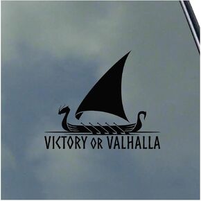 Victory or Valhalla Longship Vinyl Sticker Decal Viking Thor Loki Runic Symbol Find Your Way