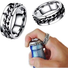 2 Pcs Beer Bottle Openers, Steel Bottle Opener Rings Fashion Couple Rings Stainless Steel Rotatable Bottle Opener Party Versatile Beer Bottle Openers