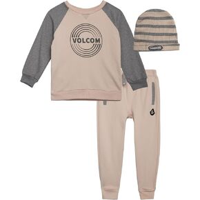Volcom Boys' Sweatsuit Set - 3 Piece French Terry Active Set Boys Sweatshirt, Jogger Pants and Hat - Boys Jogger Set (12M-7)