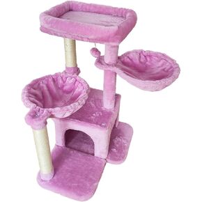 MIAO PAW Cat Tree Cat Tower for Indoor Cats,Cat Tree Two Hammocks with Scratching Post, Cat Tree for Large Medium Small Cat with Dangling Ball, Cat Tree Stand for Kittens, Cat Activity Tower,Grey in Kuwait