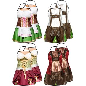 8 Pcs Oktoberfest Apron German Beer Party Costume Bavarian Novelty Apron for Women Men Cooking BBQ Party Favor Gifts