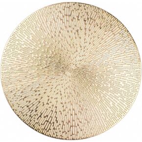 Snowkingdom Round Placemats Gold Metallic Set of 4 Vinyl Placemats 15'', Hollow Washable Easy Clean Wipeable Non Slip Stain Heat Resistant Dinning Table Place Mats for Wedding Party Decoration
