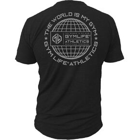 GYM LIFE Men's Global Supply Athletic Performance Short Sleeve Workout T-Shirt, Black