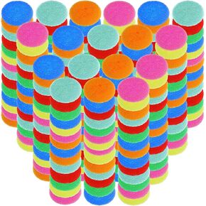 Nuogo Plastic Dish Scrubbers Round Pot Scrubber for Dishes Kitchen Scouring Pad Nylon Assorted Color Reusable Dish Washing Scrubbers Poly Mesh Non Scratch Scour Pads for Household Cleaning(100 Pieces)