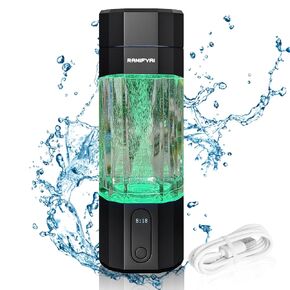 2024 New Upgrade 10000+ PPB Hydrogen Water Bottle Seven Colorful Light Double Anti-Slip and Leak-Proof Hydrogen Water Generator with Pressure Relief Valve-Black