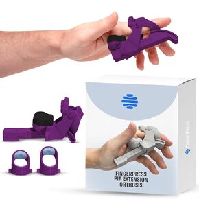 Finger Extension Splint for Bent Fingers, PIP Flexion Contractures, Dupuytren's Post-surgical Hand Therapy, Finger Joint Straightener Stretcher Splint Large/Blue