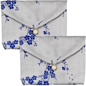 2 Pcs Jewelry Silk Purse Pouch, 3.9" x 4.7" Brocade Embroidered Jewelry Gift Bag for Rings Earrings Necklaces (Red)