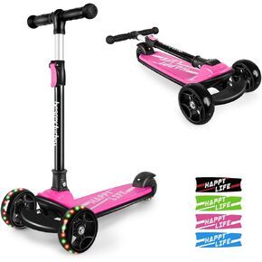 besrey Kids Scooter, Kick Scooters for Kids Age 3-8, 3 Wheel Scooter for Kids with LED Light Wheels, Toddler Scooter Foldable Extra Wide Deck Outdoor Activities for Boys/Girls
