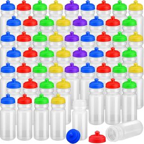 100 Pack Sports Water Bottle Bulk 20 oz Reusable Plastic Water Bottles with Pull Top Cap Dishwasher Safe Drinking Bottles for Adults Kids Fitness, Hiking, Cycling, or Gym Workout