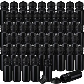 100 Pack Sports Water Bottle Bulk 20 oz Reusable Plastic Water Bottles with Pull Top Cap Dishwasher Safe Drinking Bottles for Adults Kids Fitness, Hiking, Cycling, or Gym Workout
