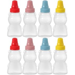 MAGICLULU Mini Condiment Squeeze Bottles 8pcs Bear Shape Ketchup Sauce Bottle Refillable Honey Jar Salad Dressing Containers 23ml for Lunch Box Soy Sauce Vinegar