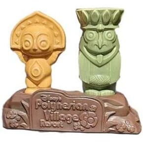 ThemeParks Disney Parks 50th Anniversary Polynesian Resort Tiki Salt& Pepper Shaker Set, Brown Green, 6 in Saudi Arabia