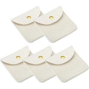 PATIKIL 10x10cm Jewelry Pouches with Snap Button, 5 Pack Velvet Jewelry Pouches Portable Soft Storage for Necklace Bracelet Earring Watch Rings Brooch, Pink