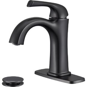 Bathroom Sink Faucet 2 Handles Black Centerset Bathroom Faucet Brass Lavatory Vanity Faucet with Pop up Drain and Supply Lines