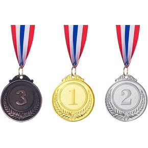 6-Pack Metal Winner Gold Silver Bronze Award Medals Style Metal Winner Awards with Neck Ribbon, 2Inches