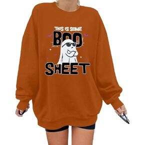 KIDDAD Halloween Nurse Sweatshirt Women Boo Boo Crew Shirts Funny Nurse Ghost Graphic Pullover Tops Spooky Long Sleeve Top