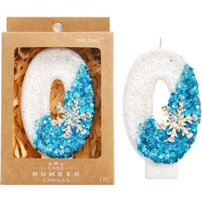 PHD CAKE 2.76 Inch Number 3 Snow Birthday Candles, Snow Themed Number Candles, Party Celebration