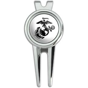GRAPHICS & MORE Marine Corps USMC Black on White Eagle Globe Anchor Officially Licensed Golf Divot Repair Tool and Ball Marker