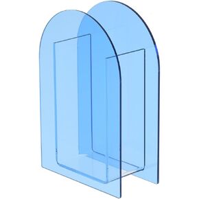 PATIKIL 5x2x7 Acrylic Vase, Arch Acrylic Floral Vase Clear Geometric Plastic Decorative Vase for Table Centerpiece Home Decor, Blue