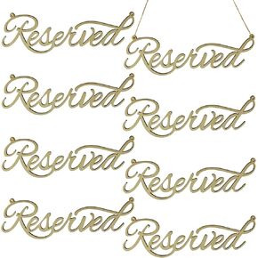 Hanging Wooden Reserved Table Sign Rustic Unfinished Reserved Signs for Wedding with Jute Hanging Rope Laser Cut Sign for Important Events Supplies(8 Pieces)