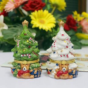 Christmas Tree Scented Candle Handmade Mini Bear Back Christmas Tree Christmas Candle Gift (White)