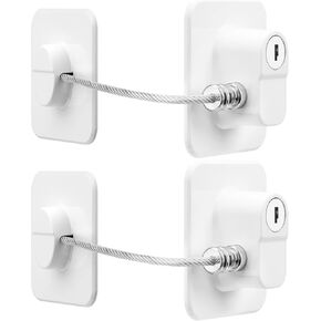 Fridge Lock, 2PCS Upgraded Refrigerator Lock for Kids with Eco-Friendly, Fridge Locks for Kids and Freezer Lock with Keys Easy to Use and Install, Mini Fridge Lock, Black