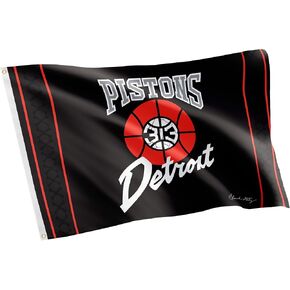 Desert Cactus Detroit Pistons Flag NBA 100% Polyester Indoor Outdoor 3x5 feet National Basketball Association Team Flags (Flag City Edition 2023 A)