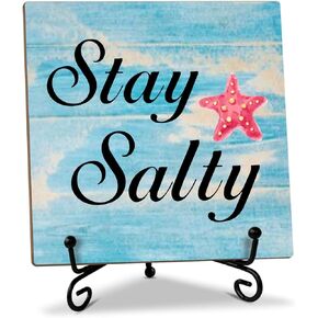 Beach Wooden Sign Desk Decor Wood Plaque with Support Stand, Coastal Decor Beach Summer Decorations for Home Office Porch Beachy Room Shelf Desk Accessories, Summer Vacation Gifts for Women -13