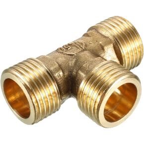uxcell Brass Tee Pipe Fitting 1/2 PT Male Thread T Shaped Connector Coupler