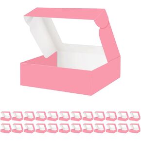 HAPPY POTATO 25 Pastry Boxes with window, Black Bakery Boxes with Window, 9x7x2.5 Inches Bakery Boxes for Cookies, Treat Boxes for Small Bakery, Dessert, Candy, Party Favors, Wedding Cake