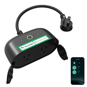 GHome Smart Outdoor Smart Plug, Smart Home Wi-Fi Outlet with 2 Sockets, IP64 Weather Resistance, Compatible with Alexa, Google Home & SmartThings, No Hub Required