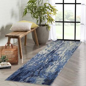 Abstract Washable Area Rugs 4x6 Rug for Living Room Modern Distressed Rug Entryway Rug Non Slip Throw Rugs Soft Bohemian Area Rug for Bedroom Stain Resistant Carpet for Dining Room 4'x6' Brown