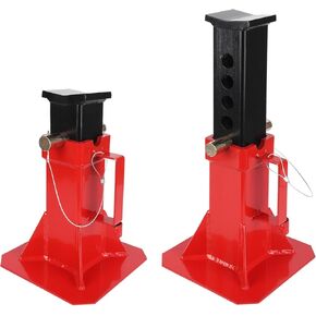 Heavy Duty Car Jack Stand, Pin Type Adjustable Height Automotive Jack Stands with Lock, 22 Ton (44,000 lb) Capacity, Red, 1 Pair
