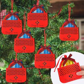 Kigley 6 Pcs Christmas Red Shopping Gift Card Holder Fun Wallet Decorations Wooden Money Holder Ornament Christmas Shopping Money Gift Card Cash Holder Gift Christmas Tags for Home Tree Decoration