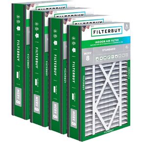 Filterbuy 16x25x3 Air Filter MERV 8 Dust Defense (4-Pack), Pleated HVAC AC Furnace Air Filters Replacement for Trion Air Bear, Lennox X0581, and More (Actual Size: 15.63 x 24.13 x 3.00 Inches)