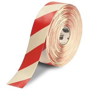 Mighty Line Diagonal Floor Tape 3 inch White/Red 100' Roll