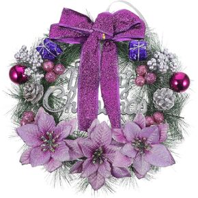 SUPVOX Fall Wreath Front Door Wreath Fake Wreath Christmas Wreath, Christmas Garland 30cm Purple Christmas Wreath Decorations for Home Cemetery Wreaths Front Porch Decor Front Porch Decor