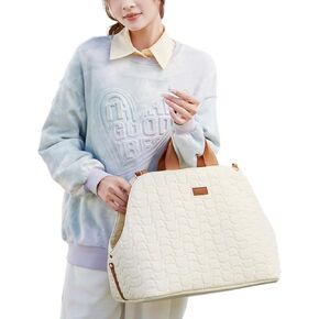 Cat Carrier Small Dog Bag Woman Cream Color,Large Cat Puppy Handbag Adult Cat,Car Seat,Breathable Mesh Soft Cushion,Traveling Pets Tote Purse for Hiking Picnic Outdoor 15lb in Kuwait