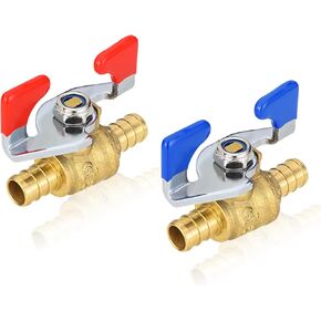 PEX Crimp Ball Valve with Butterfly,1/2-Inch PEX Full Port Shut-off Valve for Hot (Red) Cold (Blue) Water(5PCS Blue&5PCS Red)