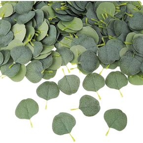 200 Pcs Eucalyptus Leaves Artificial Eucalyptus Petals Fake Eucalyptus Leaves Green Leaves Decorations Fake Leaves for Wedding Garden Party Baby Shower Cake Table Decoration