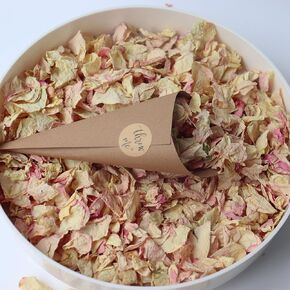 2.5 QT Dried Rose Flower Petals Biodegradable Confetti, 30 Cups Mix Real Natural White Pink Yellow Rose Petals for Wedding Proposal Party Valentine's Day Decor Flower Girls