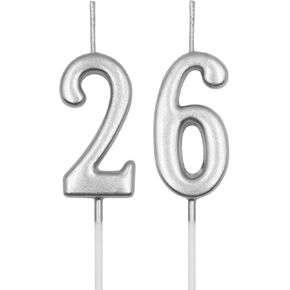 26th & 62nd Birthday Candles, Champagne Gold Number 26 62 Candle for Cake, Happy Birthday Cake Topper Decoration for Birthday Anniversary Celebration Party Supplies