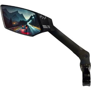 Hong Ji Bike Handlebar-mounted Mirror, New type, Large FOV 2K HD High-Resolution, Anti-Glare, Shatter-Proof, Nylon Fiber Frame, Highly Adjustable, 22.2mm Handlebar Diameter fit(Left_Silver, EV016)